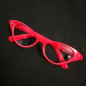 Brand New, Retro, Red Cat-Eye Sunglasses with Rhinestone Accents